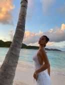 Bella Hadid in See-Through Top at the Beach