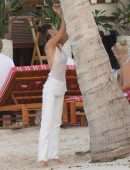 Bella Hadid in See-through Top at the Beach in St Barts