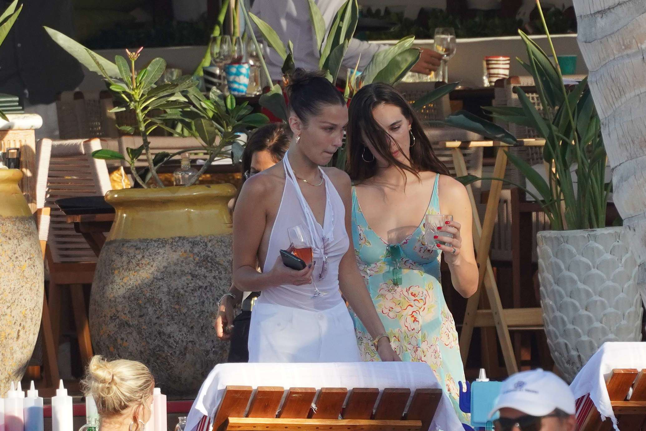 Bella Hadid in See-through Top at the Beach in St Barts