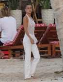 Bella Hadid in See-through Top at the Beach in St Barts