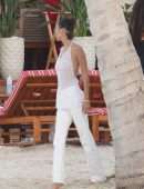 Bella Hadid in See-through Top at the Beach in St Barts