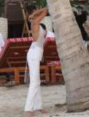 Bella Hadid in See-through Top at the Beach in St Barts