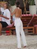 Bella Hadid in See-through Top at the Beach in St Barts