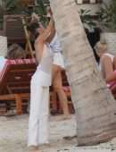 Bella Hadid in See-through Top at the Beach in St Barts