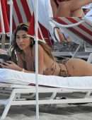 Chantel Jeffries Booty in Printed Bikini at the Beach in Miami