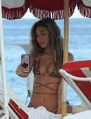 Chantel Jeffries Booty in Printed Bikini at the Beach in Miami