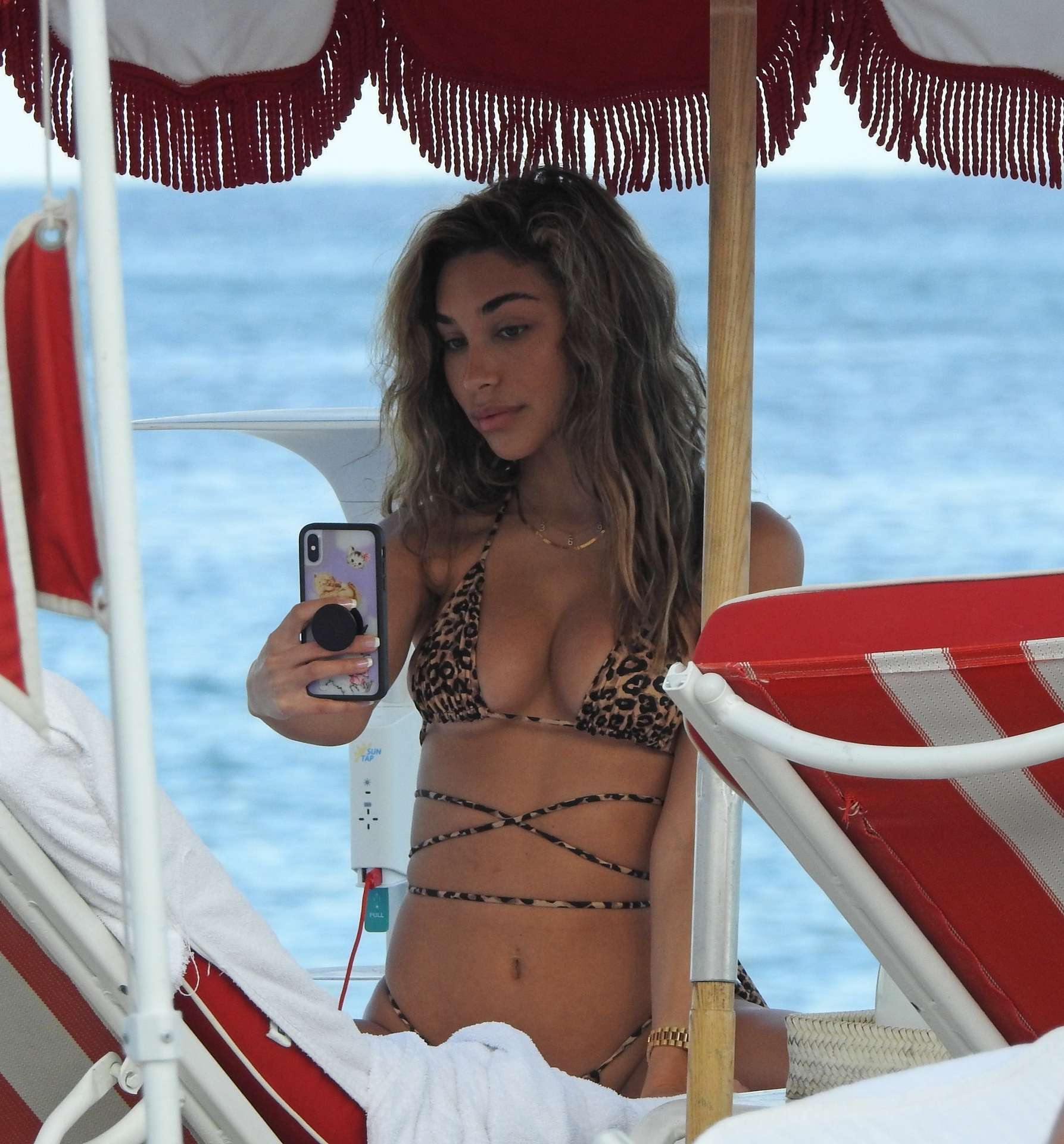 Chantel Jeffries Booty in Printed Bikini at the Beach in Miami