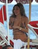 Chantel Jeffries Booty in Printed Bikini at the Beach in Miami