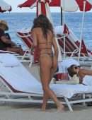 Chantel Jeffries Booty in Printed Bikini at the Beach in Miami