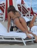 Chantel Jeffries Booty in Printed Bikini at the Beach in Miami