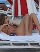 Chantel Jeffries Booty in Printed Bikini at the Beach in Miami