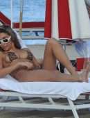 Chantel Jeffries Booty in Printed Bikini at the Beach in Miami