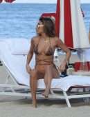Chantel Jeffries Booty in Printed Bikini at the Beach in Miami