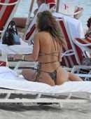 Chantel Jeffries Booty in Printed Bikini at the Beach in Miami