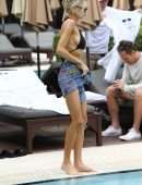Charlotte Mckinney in Black Bikini Soaks up some Sun in Miami
