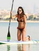 Danielle Lloyd in Bikini, Paddle Boarding at the Beach in Dubai