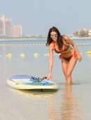 Danielle Lloyd in Bikini, Paddle Boarding at the Beach in Dubai