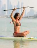 Danielle Lloyd in Bikini, Paddle Boarding at the Beach in Dubai