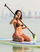 Danielle Lloyd in Bikini, Paddle Boarding at the Beach in Dubai