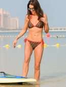 Danielle Lloyd in Bikini, Paddle Boarding at the Beach in Dubai