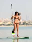 Danielle Lloyd in Bikini, Paddle Boarding at the Beach in Dubai