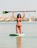 Danielle Lloyd in Bikini, Paddle Boarding at the Beach in Dubai
