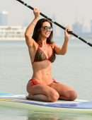 Danielle Lloyd in Bikini, Paddle Boarding at the Beach in Dubai