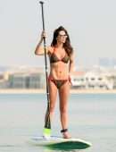 Danielle Lloyd in Bikini, Paddle Boarding at the Beach in Dubai
