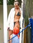 Dua Lipa in Little Hearts Bikini at a Pool in Miami