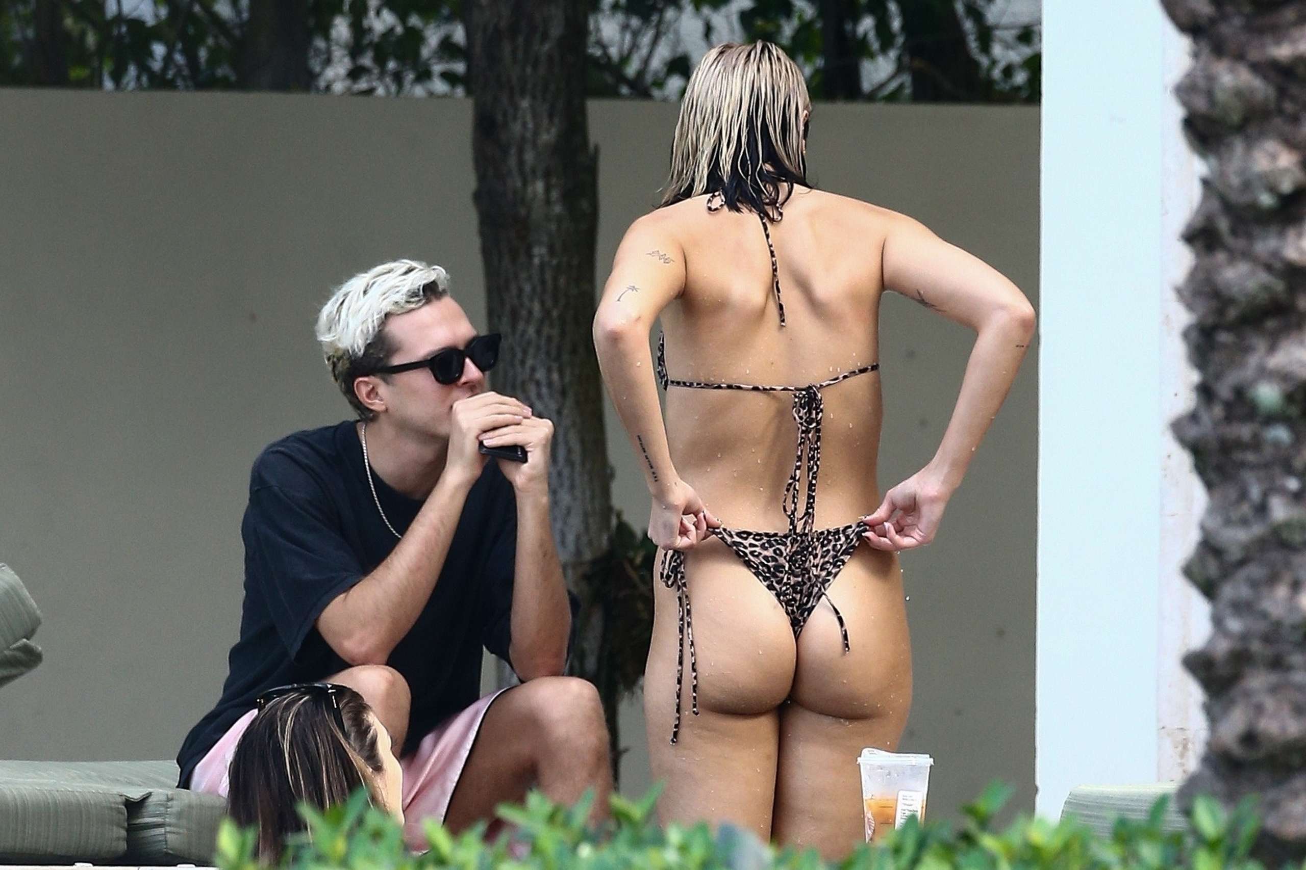 Dua Lipa Booty in Bikini at Poolside in Miami