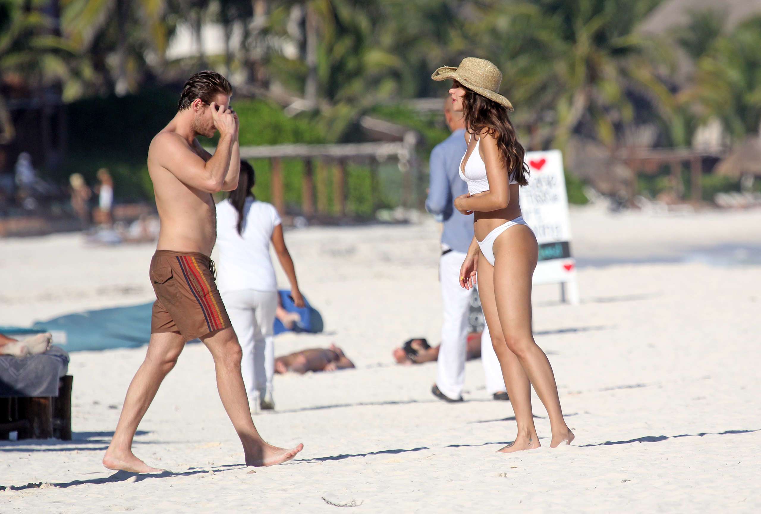 Eiza Gonzalez in White Bikini on the Beach in Tulum