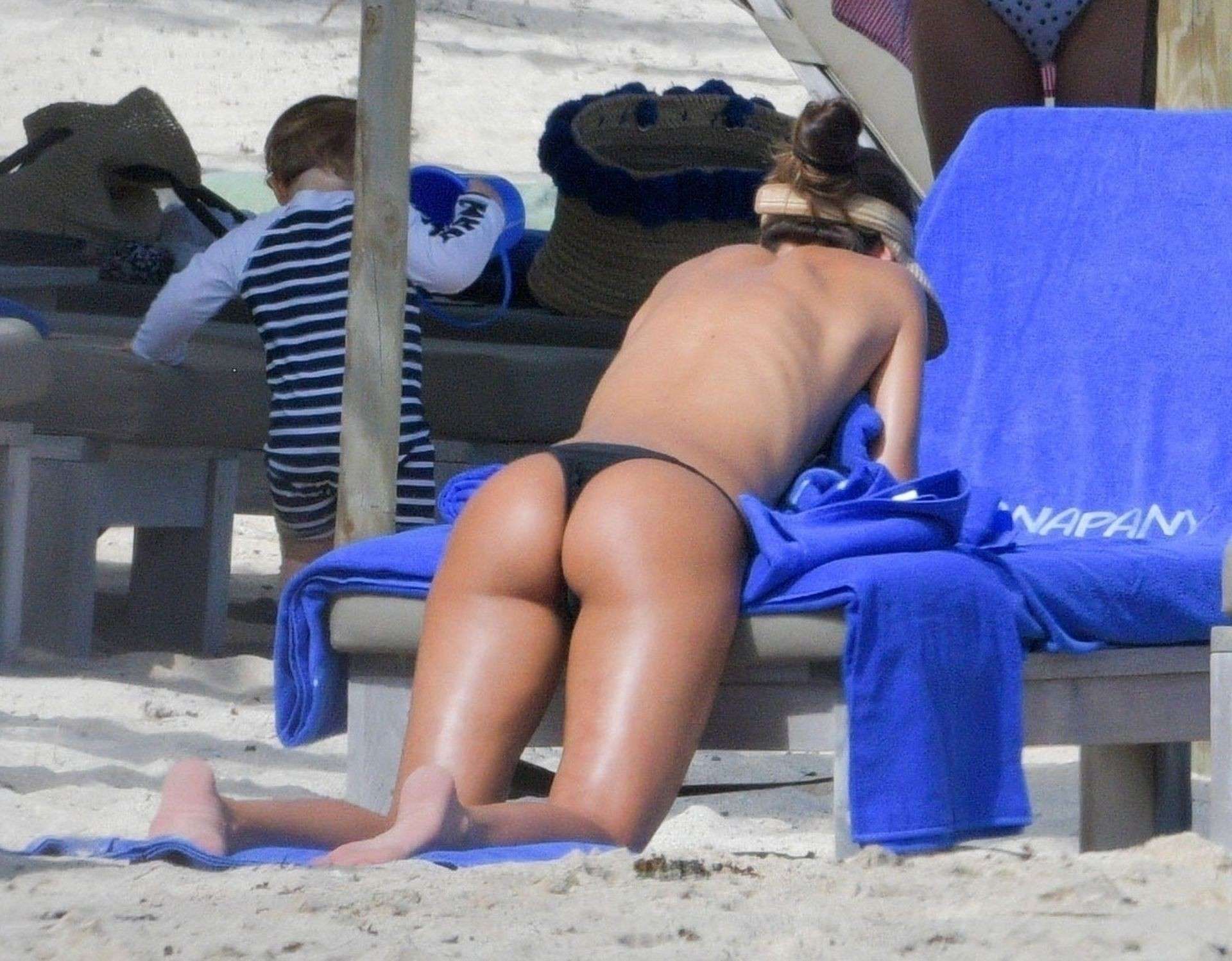Izabel Goulart Ass in Thong Bikini on the Beach in St Barts