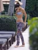 Kendall Jenner Booty in Printed Bikini at a Pool in Miami