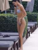 Kendall Jenner Booty in Printed Bikini at a Pool in Miami