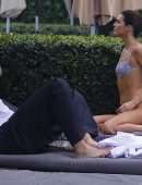 Kendall Jenner Booty in Printed Bikini at a Pool in Miami