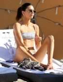 Kendall Jenner in Printed Bikini at the Beach in Miami