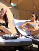 Kendall Jenner in Printed Bikini at the Beach in Miami