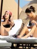 Kendall Jenner in Printed Bikini at the Beach in Miami