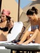 Kendall Jenner in Printed Bikini at the Beach in Miami