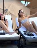 Kendall Jenner in Printed Bikini at the Beach in Miami