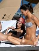 Kendall Jenner in Printed Bikini at the Beach in Miami