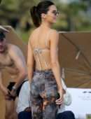 Kendall Jenner in Printed Bikini at the Beach in Miami