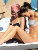 Kendall Jenner in Printed Bikini at the Beach in Miami