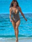 Lizzie Cundy in Swimsuit on the Beach in Barbados
