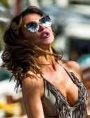 Lizzie Cundy in Swimsuit on the Beach in Barbados
