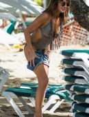 Lizzie Cundy in Swimsuit on the Beach in Barbados