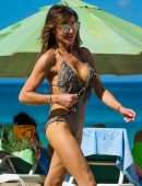 Lizzie Cundy in Swimsuit on the Beach in Barbados