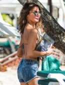 Lizzie Cundy in Swimsuit on the Beach in Barbados