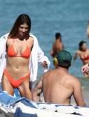 Lorena Rae in Orange Bikini on the Beach in Miami