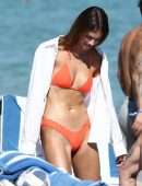 Lorena Rae in Orange Bikini on the Beach in Miami